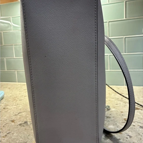 Michael Kors Light Gray Saffiano Leather Tote with MK Charm - Picture 8 of 8